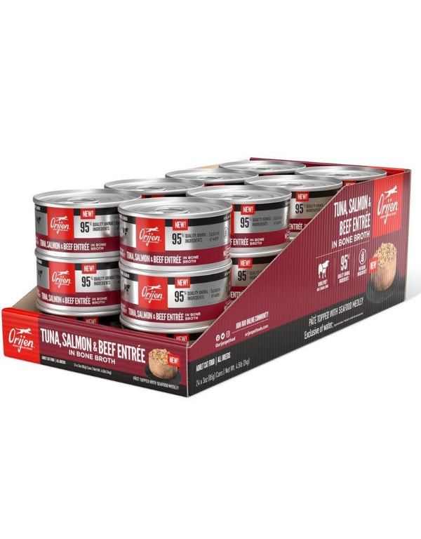 ORIJEN Tuna, Salmon and Beef Entree Wet Canned Cat Food CASE 24/3OZ