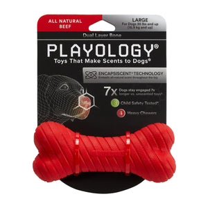 PLAYOLOGY All Natural Beef Scented Dual Layer Bone