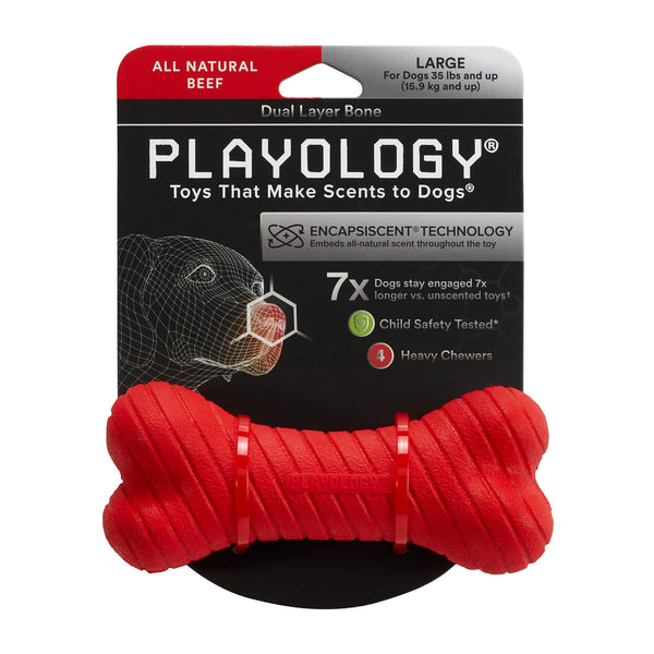 PLAYOLOGY All Natural Beef Scented Dual Layer Bone