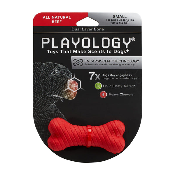 PLAYOLOGY All Natural Beef Scented Dual Layer Bone