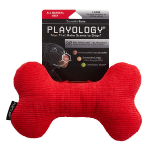 PLAYOLOGY All Natural Beef Scented Plush Squeaky Bone