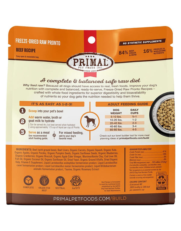 PRIMAL Freezedried Pronto Dog Food Beef