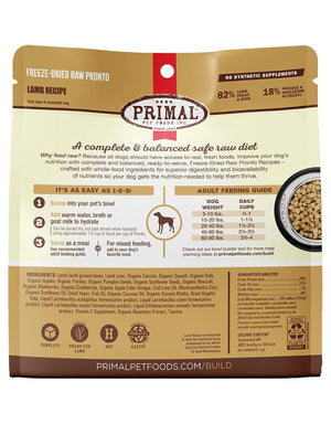 PRIMAL Freezedried Pronto Dog Food Lamb