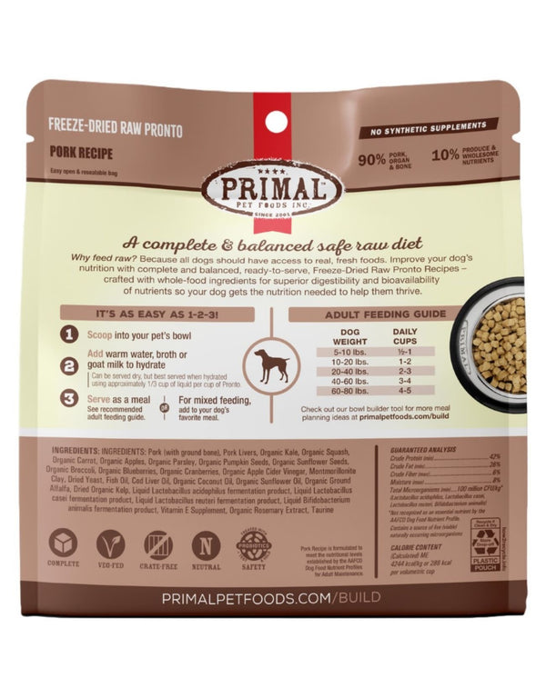 PRIMAL Freezedried Pronto Dog Food Pork