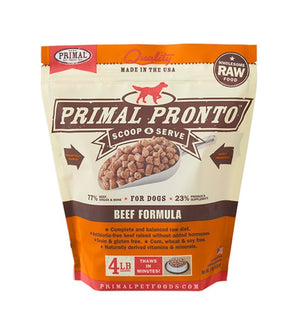PRIMAL Pronto Frozen Raw Canine Beef Formula 4 lb.