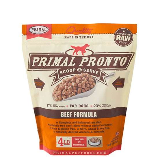 PRIMAL Pronto Frozen Raw Canine Beef Formula 4 lb.