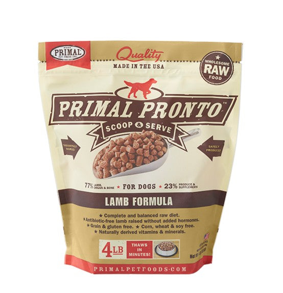 PRIMAL Pronto Frozen Raw Canine Lamb Formula 4 lb.