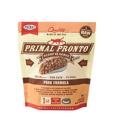 PRIMAL Pronto Frozen Raw Feline Pork 1 lb.