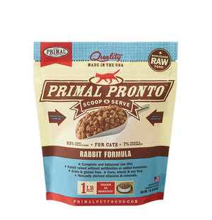 PRIMAL Pronto Frozen Raw Feline Rabbit Formula 1 lb.