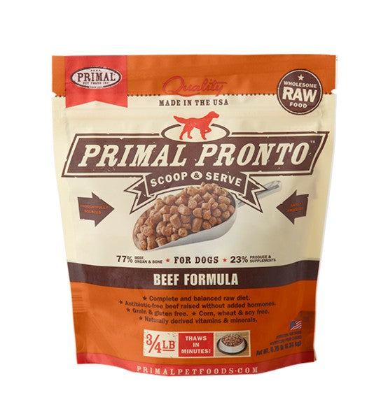 PRIMAL Pronto Frozen Raw Canine Beef Formula 4 lb.