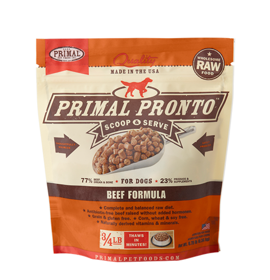 PRIMAL Pronto Frozen Raw Canine Beef Formula 4 lb.