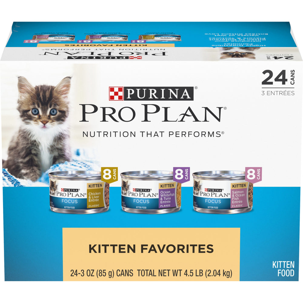 PURINA Pro Plan Kitten Favorites Variety Pack Canned Cat Food 24/3oz