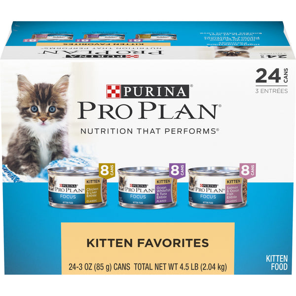 PURINA Pro Plan Kitten Favorites Variety Pack Canned Cat Food 24/3oz