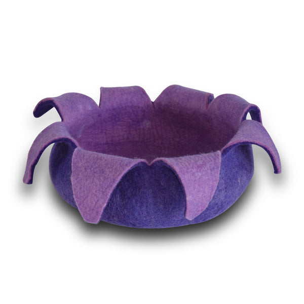 KARMA CAT Purple Felt Petal Bed 14in