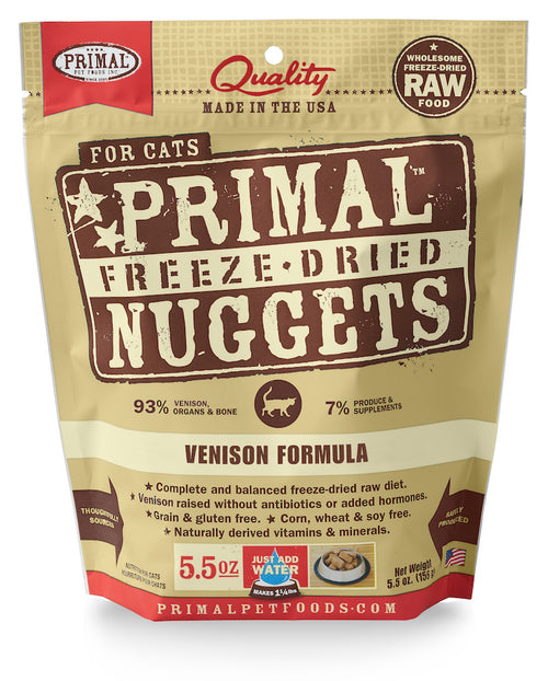 PRIMAL Venison Freezedried Feline Food 5.5oz.