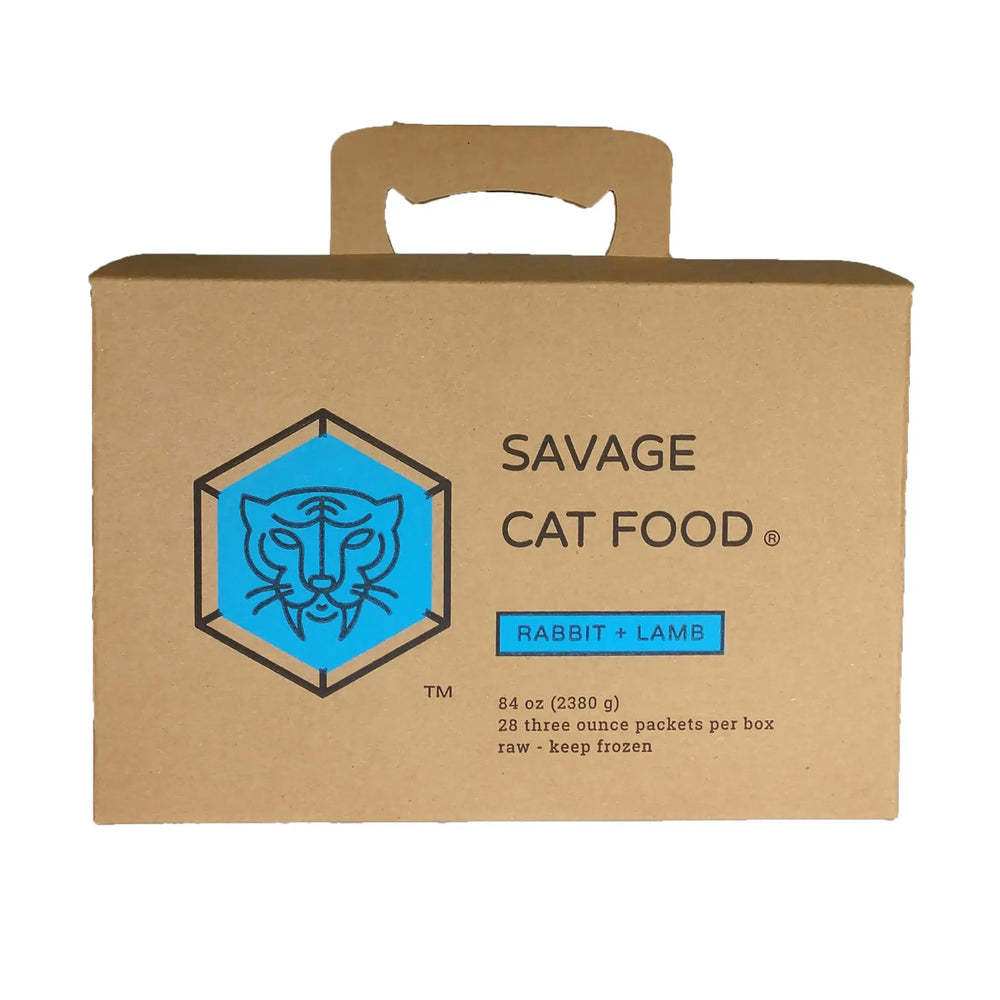 SAVAGE CAT Frozen Raw Cat Food Rabbit and Lamb 3 OZ 28 PK