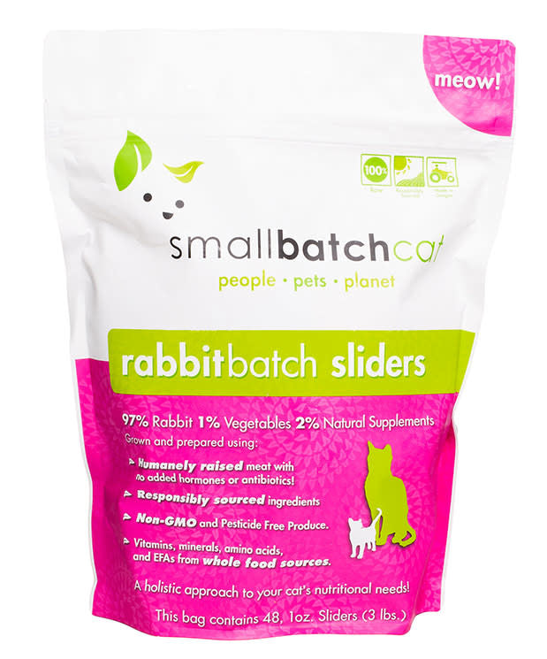 SMALL BATCH Frozen Rabbit Sliders Cat Food 3lb