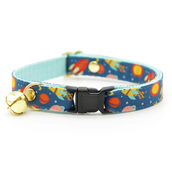 MADE BY CLEO Cat Collar 8-13" Retro Rockets