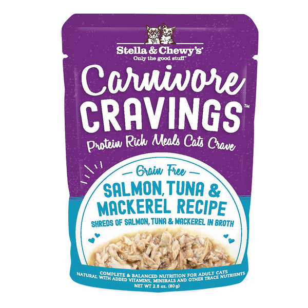 STELLA & CHEWY'S Carnivore Cravings Salmon, Tuna & Mackerel Cat Food Pouch 2.8 oz