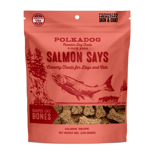 POLKA DOG Salmon Says Bone Treats 7oz