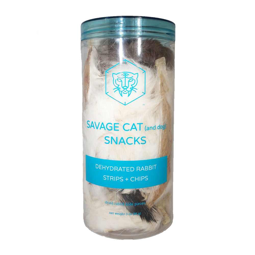 SAVAGE CAT Dehydrated  Rabbit Strips and Chips 3OZ