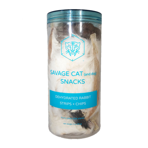 SAVAGE CAT Dehydrated  Rabbit Strips and Chips 3OZ
