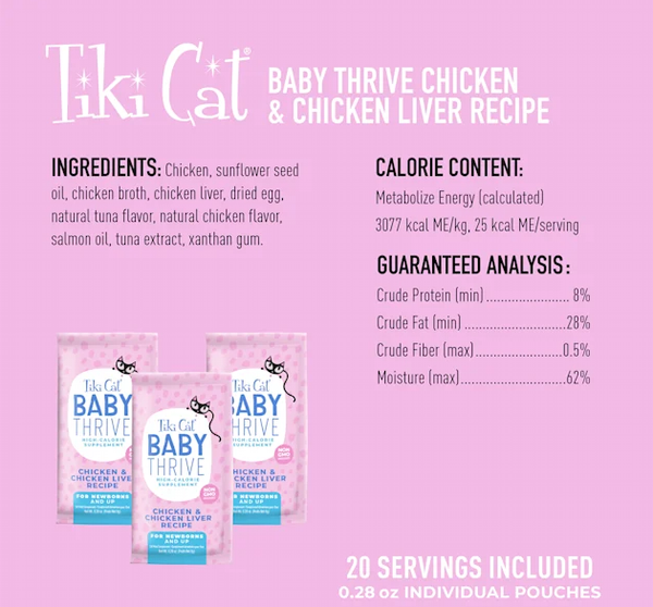TIKI CAT Baby Thrive Chicken and Chicken Liver Mousse Cat Food 20PK