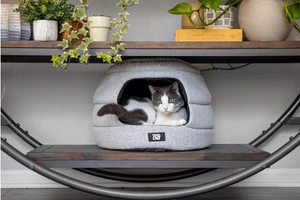 TRAVEL CAT Meowible Home Convertible Cat Bed & Cave Grey