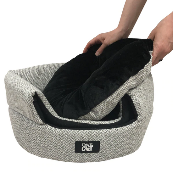 TRAVEL CAT Meowible Home Convertible Cat Bed & Cave Grey