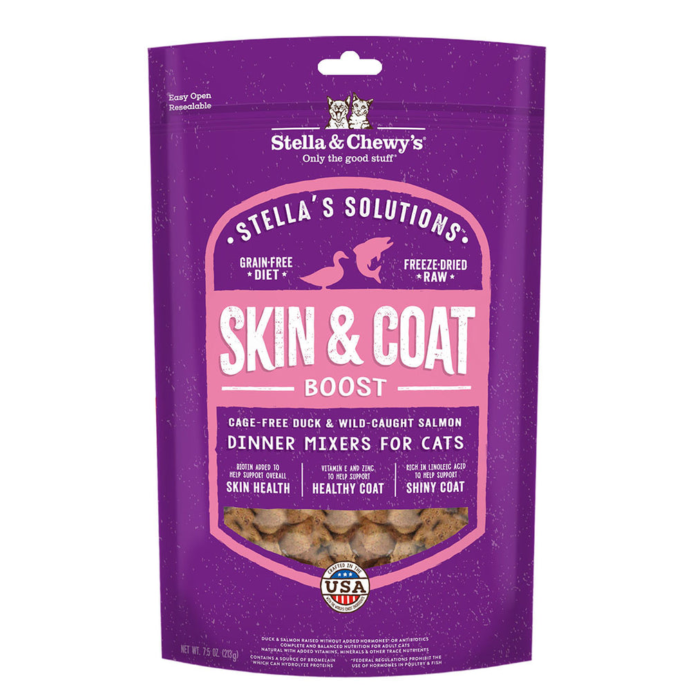 STELLA'S SOLUTIONS Skin & Coat Boost Duck & Salmon Dinner Mixers for Cats 7.5oz