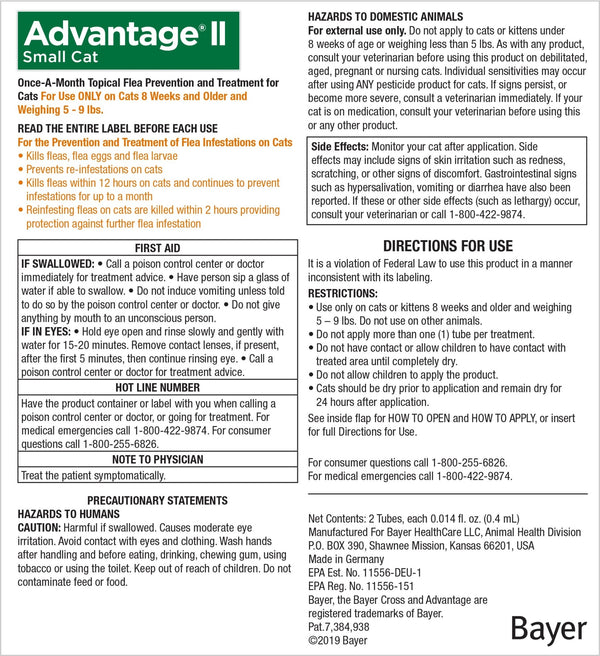 ADVANTAGE II Flea Spot Treatment for Cats 2pk