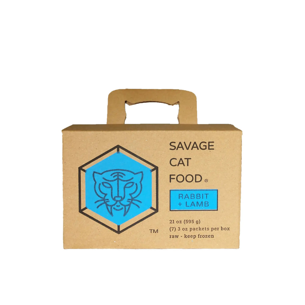 SAVAGE CAT Frozen Raw Cat Food Rabbit and Lamb 3 OZ 7 PK