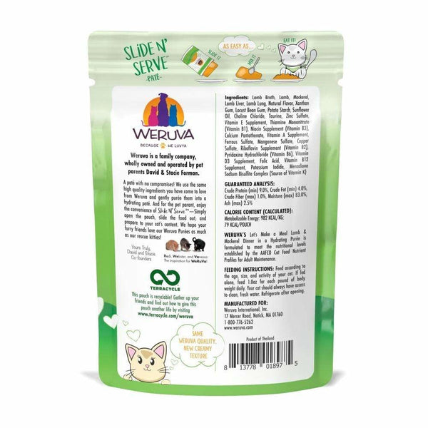 WERUVA Cat Slide N Serve Pouch Pate Let's Make a Meal CASE/12