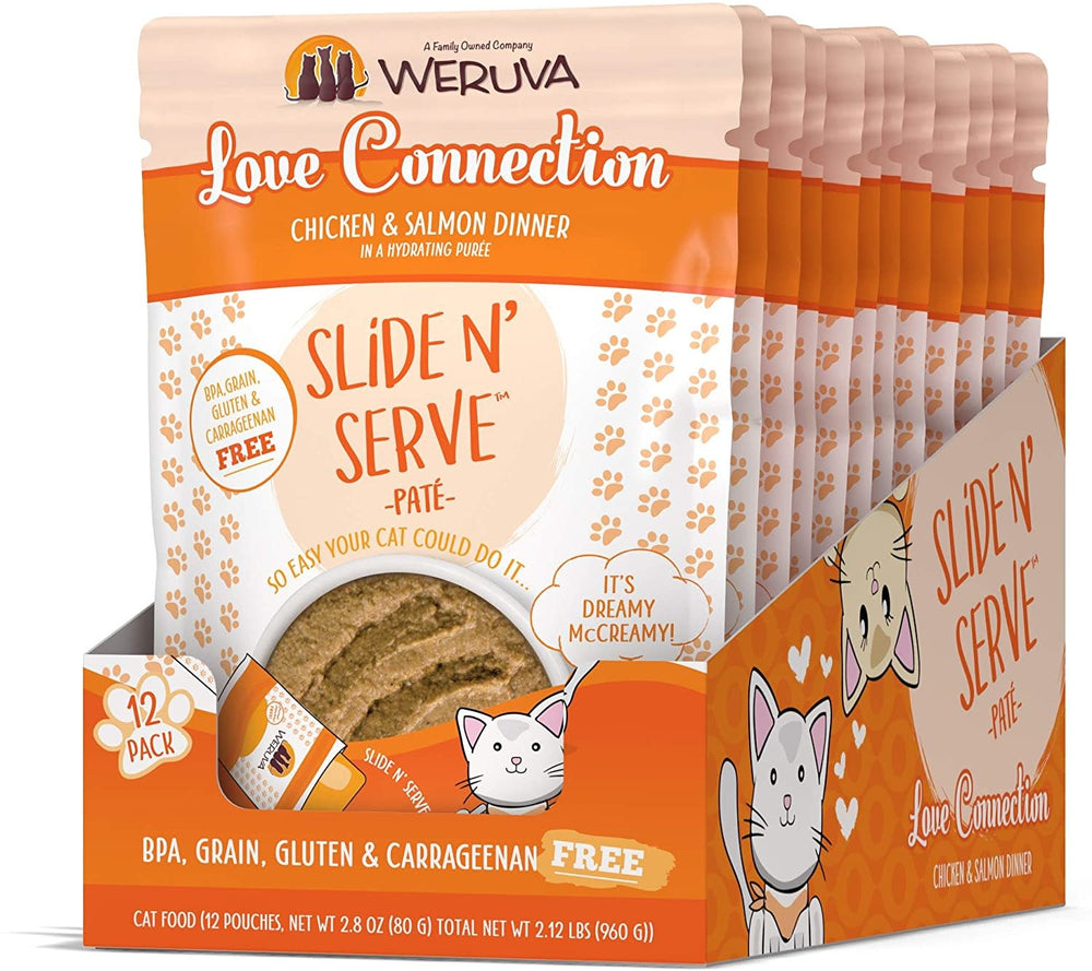 WERUVA Cat Slide N Serve Pouch Pate Love Connection CASE/12