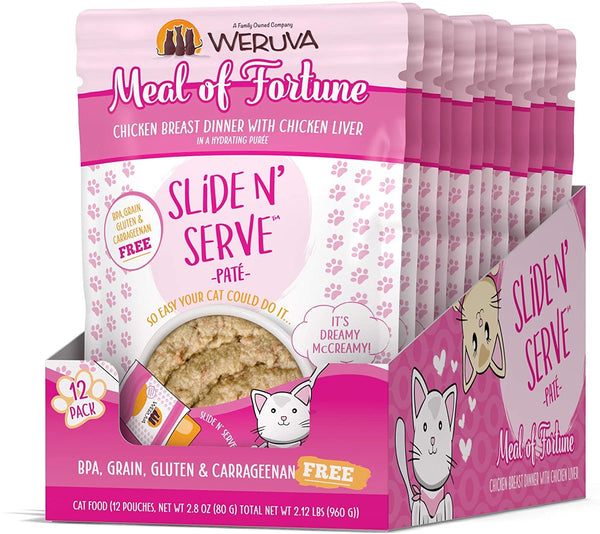 WERUVA Cat Slide N Serve Pouch Pate Meal of Fortune CASE/12