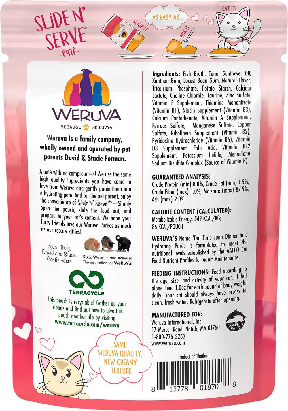 WERUVA Cat Slide N Serve Pouch Pate Name Dat' Tuna CASE/12