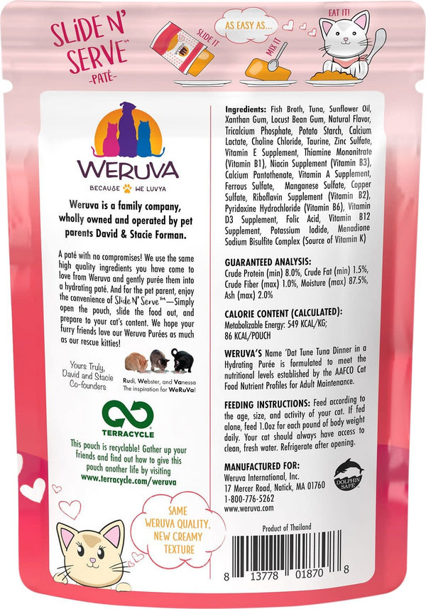 WERUVA Cat Slide N Serve Pouch Pate Name Dat' Tuna CASE/12