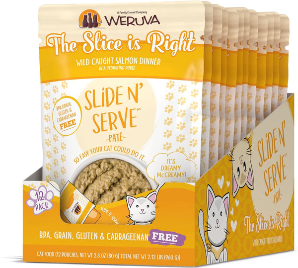 WERUVA Cat Slide N Serve Pouch Pate The Slice is Right CASE/12