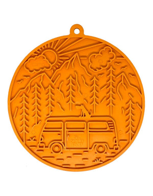 SODAPUP eMat Enrichment Lick Mat With Suction Cups Orange Camp Design