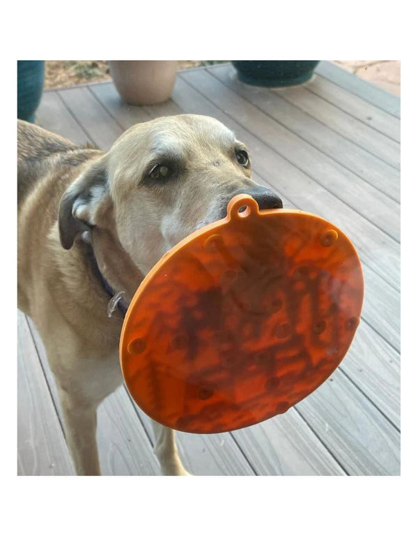 SODAPUP eMat Enrichment Lick Mat With Suction Cups Orange Camp Design