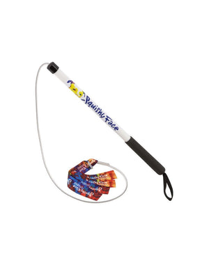 SQUISHY FACE STUDIO Flirt Pole V2 Dog Toy with Lure Rainbow Tie Dye with Squeakers