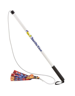 SQUISHY FACE STUDIO Flirt Pole V2 Dog Toy with Lure Rainbow Tie Dye with Squeakers