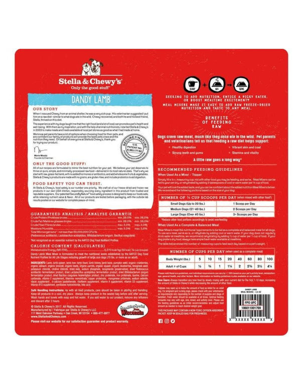 STELLA & CHEWY'S Freeze-Dried Dog Food Meal Mixers Dandy Lamb