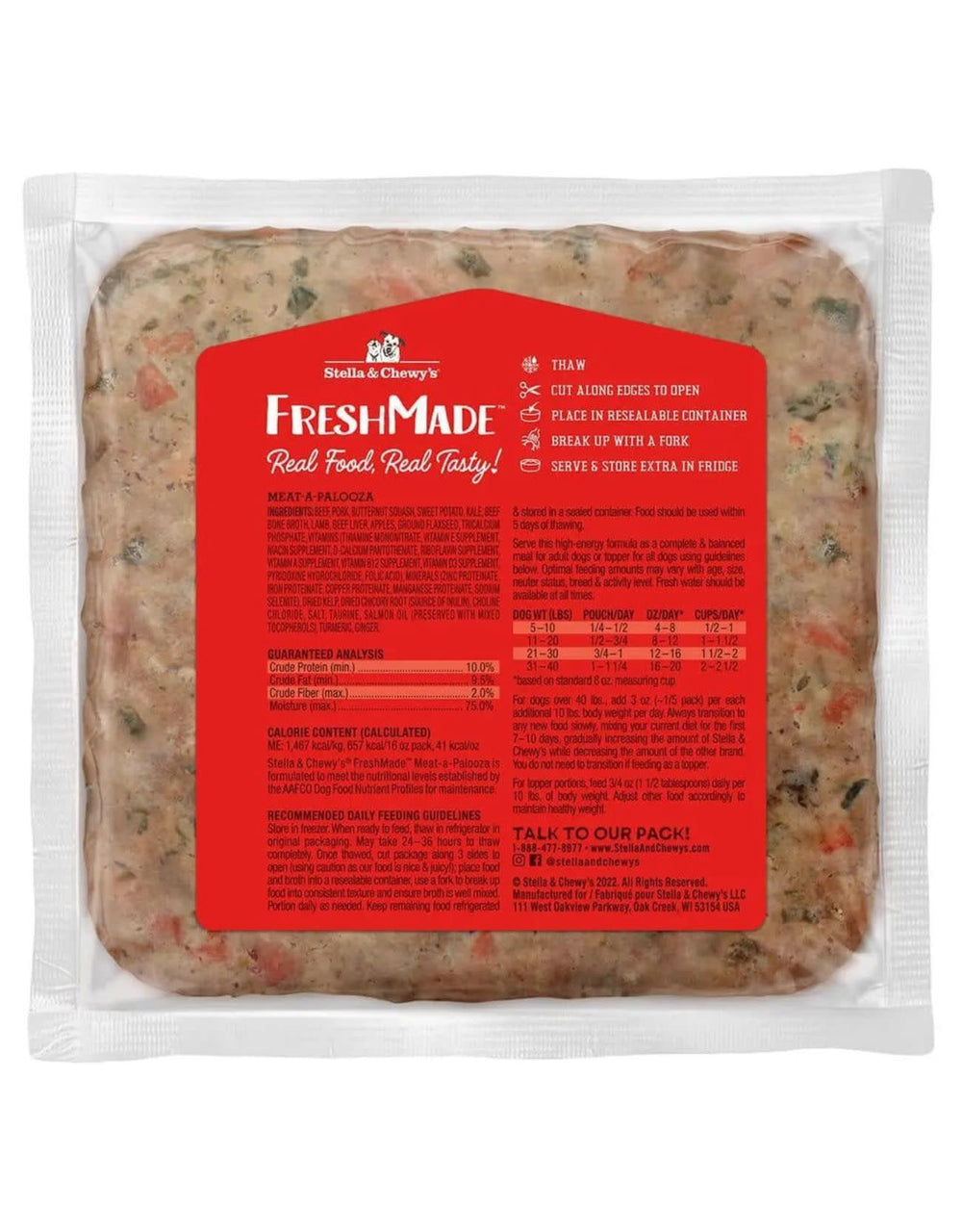 STELLA & CHEWY'S Freshmade Dog Food Meat A Palooza 16OZ