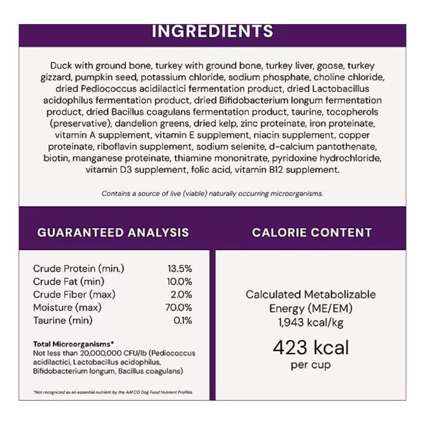 STELLA & CHEWY'S Frozen Cat Food Dinner Morsels Duck Duck Goose 1.25LB