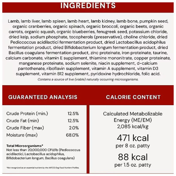STELLA & CHEWY'S Frozen Dog Food Dinner Patties Dandy Lamb