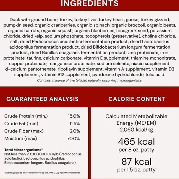 STELLA & CHEWY'S Frozen Dog Food Dinner Patties Duck Duck Goose