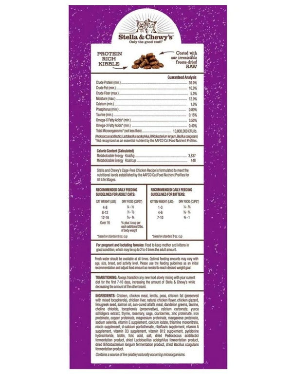 STELLA & CHEWY'S Dry Cat Food Raw Coated Chicken