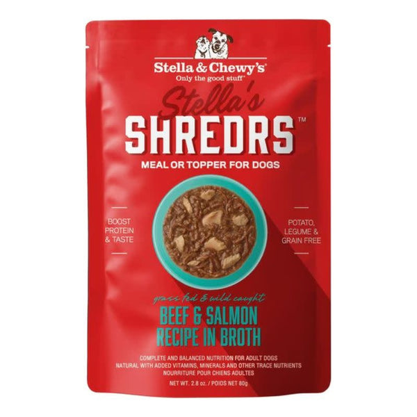 STELLA & CHEWY'S Shredrs Beef & Salmon Recipe for Dogs 2.8oz CASE/24