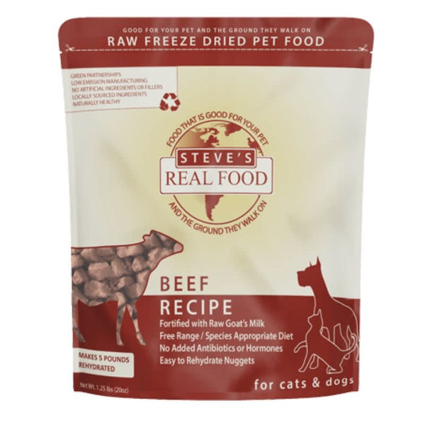 STEVES REAL FOOD Beef Freezedried Dog Food 1.25 lb.